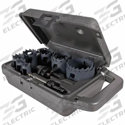 MORSE Hole Saw Set: 11 Pieces, 1 15/16 in Max. Cutting Dp, Carbide Tipped - Multi-Material-Cutting Hole Saw Kits