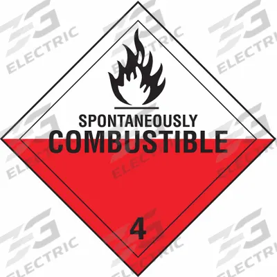 BRADY Container Placard: Spontaneously Combustible, 10 3/4 in x 10 3/4 in - Class 4: Flammable Solids
