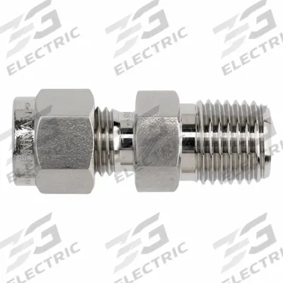 BRENNAN INDUSTRIES Compression Fitting Straight: 5/8 in OD x 3/8 in Pipe Fitting - Clean & Bagged Single-Ferrule Stainless Steel Fittings
