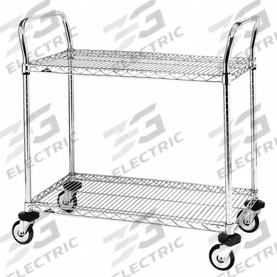 METRO Wire Shelf Utility Cart: 375 lb, 2 Shelf, 26 in L x 18 in W x 38 in H Dim - Utility Carts with Shallow Lipped Wire Shelves