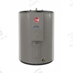 RHEEM Electric Water Heater: 208V AC, 36 gal, 6,000 W, Single/Three Phase, 31.5 in Ht, 30 gph @ 40°F (MPN ELDS40-TB). Key specifications — Phase: Three; Brand: RHEEM.