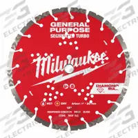 MILWAUKEE Diamond Saw Blade: Block/Brick/Concrete/Stone, 12 in Blade Dia., 1 in Arbor Size, Wet/Dry (MPN 49-93-9012). Key specifications — attr1097734: Wet/Dry; attr1097738: Masonry Saw; attr1097751: MILWAUKEE.