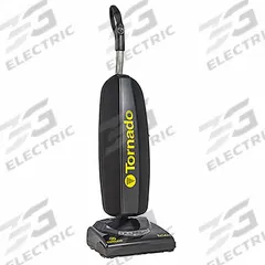 TORNADO Upright Vacuum Cleaner: 13 in Cleaning Path Wd, 60 cfm Air Flow, 11 lb Wt, 70 dB Sound Level (MPN 97300C). Key specifications — Color: Black/Yellow; Series: Roam; Vacuum Motor Type: Brushed; Includes Onboard Hose: Onboard Hose Not Included; Brand: TORNADO; Drive Belt: Electronic Clutch; Includes: Battery; Independent Brush Motor: No.