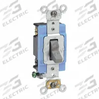 LEVITON Wall Switch: Toggle Switch, Double Pole, Maintained, Gray, 120/277V AC, 15 A (MPN 1202-2GY). Key specifications — Illuminated: No; Voltage Rating: 120/277V AC.