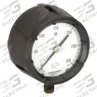 ASHCROFT Process Pressure Gauge: 0 psi to 300 psi, White, 4 1/2 in Dial, 1/2 in NPT Male, Bottom (MPN 451279AS04L300#). Key specifications — Brand: ASHCROFT; Pointer Color: Black; Accuracy: ±0.5%; Dial Color: White; Gauge Wetted Parts: Brass / Bronze; Case Material: Phenolic; Vibration Resistance Properties: None; Pressure Range: 0 psi to 300 psi.