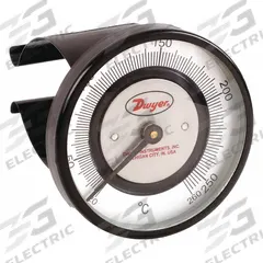 DWYER Clip Pipe Mount Dial Thermometer: 20°C to 260°C, +/- 2% Accuracy, 2 in Dial Dia (MPN STC472). Key specifications — Accuracy: +/- 2%; Brand: DWYER.