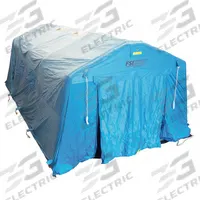 FSI Canopy Tent: 40 ft Overall Lg, 24 ft Overall Wd, 11 ft Overall Ht, Nylon/PVC, Blue, Polyester (MPN DAT7500). Key specifications — attr1055387: D-Rings; attr1055401: Canopy Tent; attr1055372: FSI.
