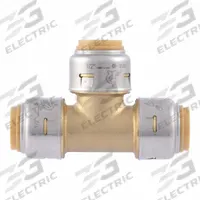 SHARKBITE MAX Push-Fit Tee Fitting: 1/2 in OD x 1/2 in OD x 1/2 in OD Size, DZR Brass, Coupling (MPN UR362). Key specifications — Brand: SHARKBITE MAX.