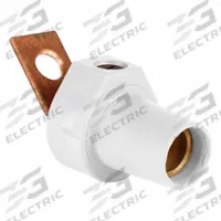 Single Pole Receptacle: White, Straight Taper Nose Mating, Angled One-Hole Bus Bar Termination (MPN 16F21-UW). Key specifications — Series: 16; Receptacle Gender: Female; Brand: LEVITON.