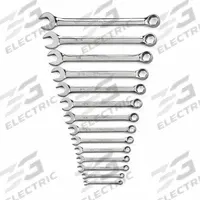 GEARWRENCH Combination Ratcheting Wrench Set: Alloy Steel, Full Polish Chrome, 14 Tools, Std (MPN 81924). Key specifications — attr309520: Full Polish Chrome; attr309519: Alloy Steel; attr324929: GEARWRENCH; attr309522: No; attr309533: Yes.