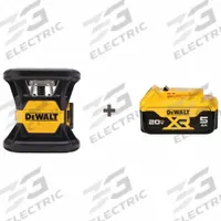DEWALT Laser: Red Beam, Horizontal, ±1/16 in @ 100 ft, Electronic Self-Leveling, 2 Dots, Included (MPN DW079LR/DCB205). Key specifications — attr935954: Red; attr935948: ±1/16 in @ 100 ft; attr935970: Laser Glasses; attr935961: Horizontal; attr935962: Electronic Self-Leveling; attr935951: 5 Degrees Slope; attr935952: Batteries Included; attr934755: DEWALT.