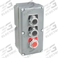 SCHNEIDER Control Station: (3) Push Buttons, 0 Pilot Lights, 3NO/3NC, Open/Close/Stop, (3) Momentary (MPN 9001KYK33). Key specifications — Brand: SCHNEIDER; Operator Legend: Open/Close/Stop; Operator Color: Red; Operator Configuration: (3) Push Buttons; Environments & Applications: Oil- & Dust-Tight; Operator Configuration Type: (3) Push Buttons.