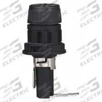 BUSSMANN Panel Mount Fuse Holder: For Fuse Size 1/4 in x 1 1/4 in, 1 Pole, 20 A Max, 250 V AC (MPN HTB-48I-R). Key specifications — Fuse Holder Termination Type: Right Angle 1/4 in Quick Connect; Fuse Holder Cap Style: Screw Knob; Brand: BUSSMANN; Fits Fuse Class or Type: Glass and Ceramic.