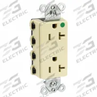 HUBBELL Receptacle: Hospital Grade Fed. Spec., Decorator Duplex, 5-20R, Ivory, 125V AC, 20 A (MPN SNAP2182IA)