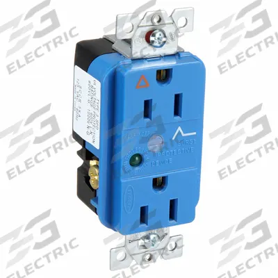 HUBBELL Receptacle: Duplex, 5-15, Blue, 125V AC, 15 A, 2 Pole / 3 Wire (MPN IG5262SA) - General Purpose Receptacles