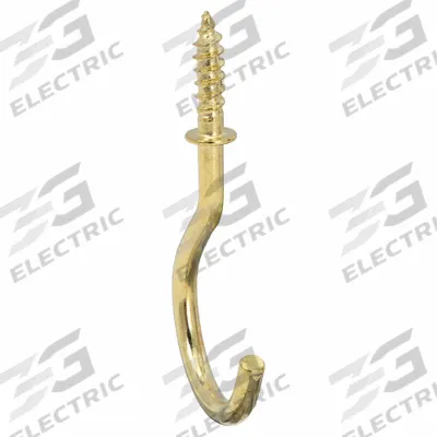 APPROVED VENDOR Cup Hook: Screw-In, 1 Points per Hook, Brass, 1 1/2 in Projection - Screw-In Utility Hooks
