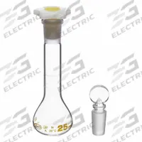 UNITED SCIENTIFIC SUPPLIES INC Glass Flasks: 25 mL, Colorless, Round, A, +/-0.06 mL (MPN FGWM025). Key specifications — Shape: Round; Tolerance: +/-0.06 mL; Body Color: Colorless; Brand: UNITED SCIENTIFIC SUPPLIES INC; Compatible with Stopper Size: 14/23; USP Specification: Type I.