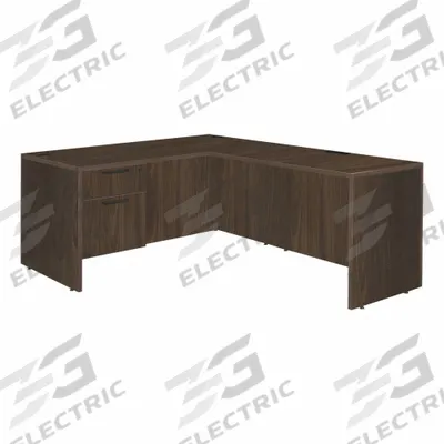 REGENCY Desk: Particle Board, Walnut, 1 Pedestals, 2 Drawers, 60 in Overall Wd - Pedestal Desks