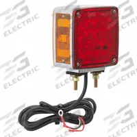 GROTE Stop/Turn/Tail Light: LED, Stop, Turn, and Tail Combo Light, Amber/Red, Square, Ring Terminal (MPN G5530). Key specifications — Standards: FMVSS 108; Electrical Connection: Ring Terminal; Brand: GROTE; Installation Type: Permanent; Lens Color: Red; Mount Type: Stud; Lighting Technology: LED; Light Type: Stop, Turn, and Tail Combination Light.