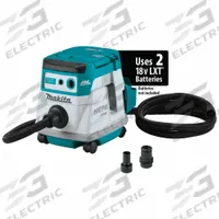 MAKITA Shop Vacuum: 2 1/8 gal Tank Size, 1 in Vacuum Hose Dia, 11 ft Hose Lg, 74 cfm Air Flow, Dry (MPN XCV21ZX). Key specifications — Debris Collection Type: Bag; Remote Start: No.