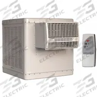 ESSICK AIR Window Evaporative Cooler: 800 sq ft – 1,600 sq ft, 9.3 gal Water Capacity, 5-15P (MPN RN50W). Key specifications — Number of Speeds: 2; Brand: ESSICK AIR.