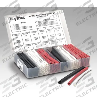 VELVAC Heat Shrink Tubing Kit: 86 Pieces, 1/2 in/1/4 in/1 in/3/16 in/3/4 in/3/8 in - Heat Shrink Tubing Assortment Kits