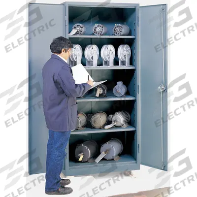 LYON Storage Cabinet: 36 in x 24 in x 82 in, Swing Handle & Padlock Hasp, 14 ga Panel Thick - Industrial Shelf Cabinets