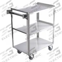 APPROVED VENDOR Utility Cart: 300 lb, 28 in L x 18 in W Shelf, 3 Shelves, Silver, Ergonomic (MPN 60EF13). Key specifications — Caster/Wheel Configuration: (4) Swivel; Brand: APPROVED VENDOR; Caster Wheel/Tread Material: Rubber.