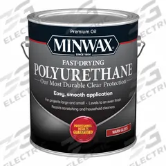 MINWAX Finish: Varnish, Interior, Oil, 1 gal Container Size, Wood, Gloss, Clear, Clear, Minwax (MPN 71030000). Key specifications — Brand: MINWAX; Transparency: Clear; Use Location: Interior; Sheen: Gloss; Sub-Brand: Minwax; Color: Clear; Resin Type: Polyurethane.