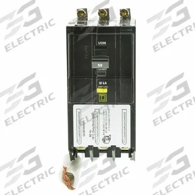 SQUARE D Miniature Circuit Breaker: 50 A, 120/208V AC, Three Phase, 10kA at 208/120V AC - QOB Series, Bolt-On Square D Miniature Circuit Breakers