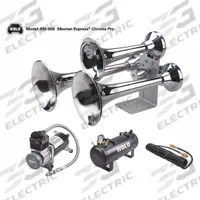 WOLO Air Horn: 12V DC, High Tone, Air, Silver, Chrome Plated, 152 dB Sound Level - Max, Trumpet Horn (MPN 850-858). Key specifications — Type: High Tone; Brand: WOLO; Compatible Vehicle Type: Trucks; Finish: Chrome Plated; Includes: 20 ft Coiled Filler Hose with Brass Fittings; Color: Silver.