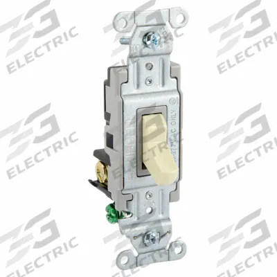 HUBBELL Wall Switch: Toggle Switch, 3-Way, Maintained, Ivory, 120/277V AC - Toggle Wall Switches