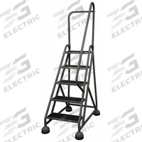 COTTERMAN Rolling Ladder: 3.8 ft Platform Ht, Partially Assembled, Steel, Wt-Actuated Auto-Lock (MPN ST-523 A2 C1 P5). Key specifications — Includes Handrails: Handrails Included; Material: Steel; Brand: COTTERMAN; Color: Gray.