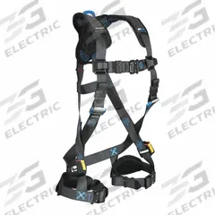 FALLTECH Full Body Harness: 425 lb Wt Capacity, Vest Harness, Quick-Connect / Quick-Connect, Unisex (MPN 8124BQC2X). Key specifications — Manufacturer Part Number: 8124BQC2X; Brand: FALLTECH; Safety Features: Trauma Strap; D-Ring Locations: Shoulders; Harness Color: Black/Blue; Includes Padding: Yes; Industry: Confined Space Work; RFID Equipped: No.