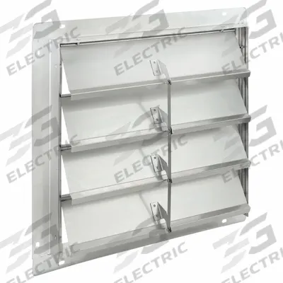 Dayton 21"H-W 5 1/4"L SS Backdraft Dampr: For 18 in Fan, Single Panel, 21 in H - Wall-Mount Backdraft Dampers
