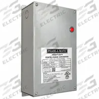 PHASE-A-MATIC Phase Converter: Static, Single, Three, 230V AC, 30 A Input Current (MPN UL-600HD). Key specifications — Output Phase AC: Three; Brand: PHASE-A-MATIC; Input Phase AC: Single; Operating Voltage: 230V AC.