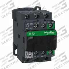 SCHNEIDER IEC Magnetic Contactor: Non-Reversing, 3 Poles, 3NO Contacts, 12 A, 120V AC/48V AC Coil (MPN LC1D12EHE). Key specifications — Brand: SCHNEIDER; Integrated Surge Suppression: No; Nominal Coil Voltage @ 60Hz: 48V AC.