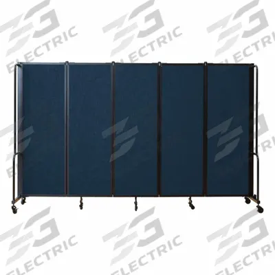 NATIONAL PUBLIC SEATING Room Divider: 5 Panels, Translucent, Blue Panel, 6 ft Overall Ht - Plastic Portable Room Dividers
