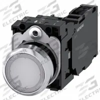 SIEMENS Illuminated Push Button: Illuminated, Flush Profile, Non-Metallic, 22 mm, 1NO/1NC (MPN 3SU1152-0AB60-1FA0). Key specifications — Brand: SIEMENS; Action: Momentary; Series: 3SU; Push Button Material Type: Non-Metallic.