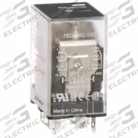 SCHNEIDER General Purpose Relay: Socket Mounted, 15 A Current Rating, 12V DC, DPDT, 8 Pins/Terminals (MPN 782XBXC-12D). Key specifications — Brand: SCHNEIDER; Base Type: Square; Mounting Style: Socket; Electrical Connection: Faston Terminal; Manufacturer Part Number: 782XBXC-12D; Operating Current: 7.55 A at 250V (NC); Series: 782 Series.