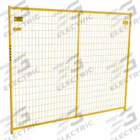 PERIMETER PATROL Security Barrier: 6 ft Ht, 7 1/2 ft Lg, Yellow, Single Panel, Steel, Powder Coated (MPN RF 10006). Key specifications — Brand: PERIMETER PATROL; Portability: Manual Carry; Material: Steel; Includes: Fence Panel; Finish: Powder Coated; Connecting Option: Interlocking.