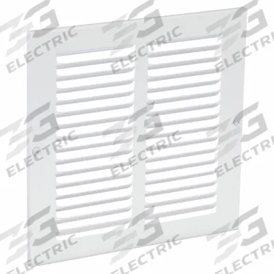 APPROVED VENDOR Return Air Grille: Louvered Grille, White, Powder Coated, Steel, 9 3/4 in H - Surface-Mount Grilles