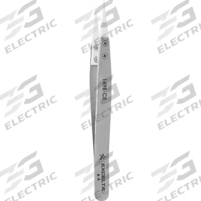 EXCELTA Tweezers: Ceramic, Point, Straight Tip - Cleanroom-Safe Ceramic-Tipped Tweezers