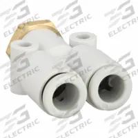 SMC Push-Fit Wye Fitting: 6 mm OD x 6 mm OD x 6 mm Pipe x 6 mm OD Size, 36 mm Overall Lg, White (MPN KQ2U06-M6A). Key specifications — Brand: SMC.