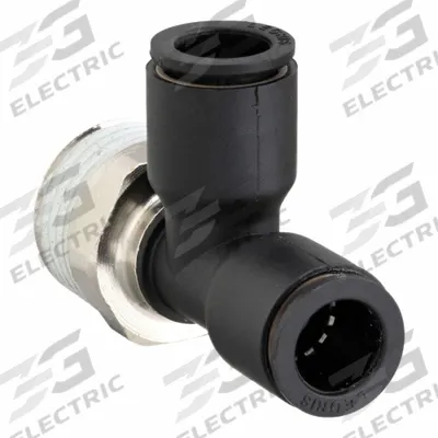 LEGRIS Push-Fit Tee Fitting: 4 mm Pipe x 4 mm OD x 1/4 in Pipe Size - Nylon & Nickel-Plated Brass Tube Fittings