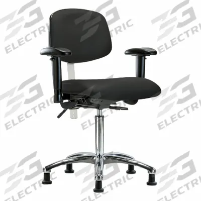 APPROVED VENDOR Cleanroom Task Chair: Vinyl, Arms Included, Ht Range 21 1/2 in to 29 in - Vinyl Cleanroom Chairs