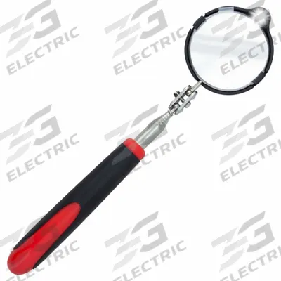 ULLMAN Inspection Mirror: 2 3/8 in Dia Mirror Size, Mirr. Mat. Aluminum - Illuminated Inspection Mirrors