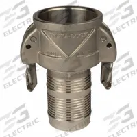 Cam and Groove Insta Lock Couplings: 1 1/2 in Coupling Size, 1 1/2" Thread Size, 4 3/4 in Overall Lg (MPN QCG-C150-SS). Key specifications — Thread Size: 1-1/2"; Gasket Material: Nitrile; Fitting Type: Male Hose Shank; Includes Locking Arm: Yes; Body Material: Stainless Steel; Brand: CAMPBELL FITTINGS.