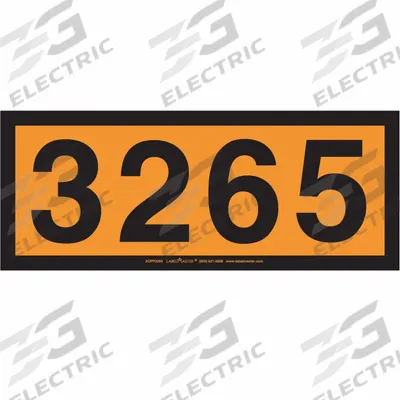 LABELMASTER Orange Panel Placard: 3265, 6 5/16 in x 15 3/4 in, 6 5/16 in Label Ht, Vinyl - Preprinted UN Number