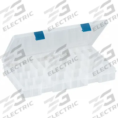 PLANO Compartment Box: 14 in x 9 in x 2 in, Clear, Not Electrostatic Discharge Conductive - Small Parts Compartmented Boxes with Adjustable Dividers
